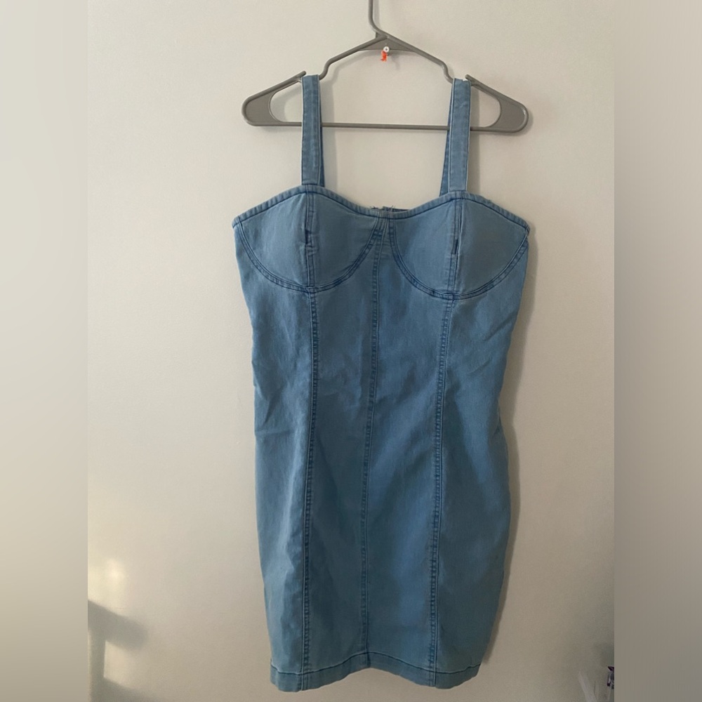 5 for $25 Derek Heart denim zip up stretch dress - Picture 1 of 7